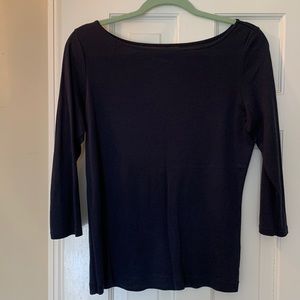 Women’s Banana Republic Navy Blue 3/4 Length Refined Rib Top, Size: Medium